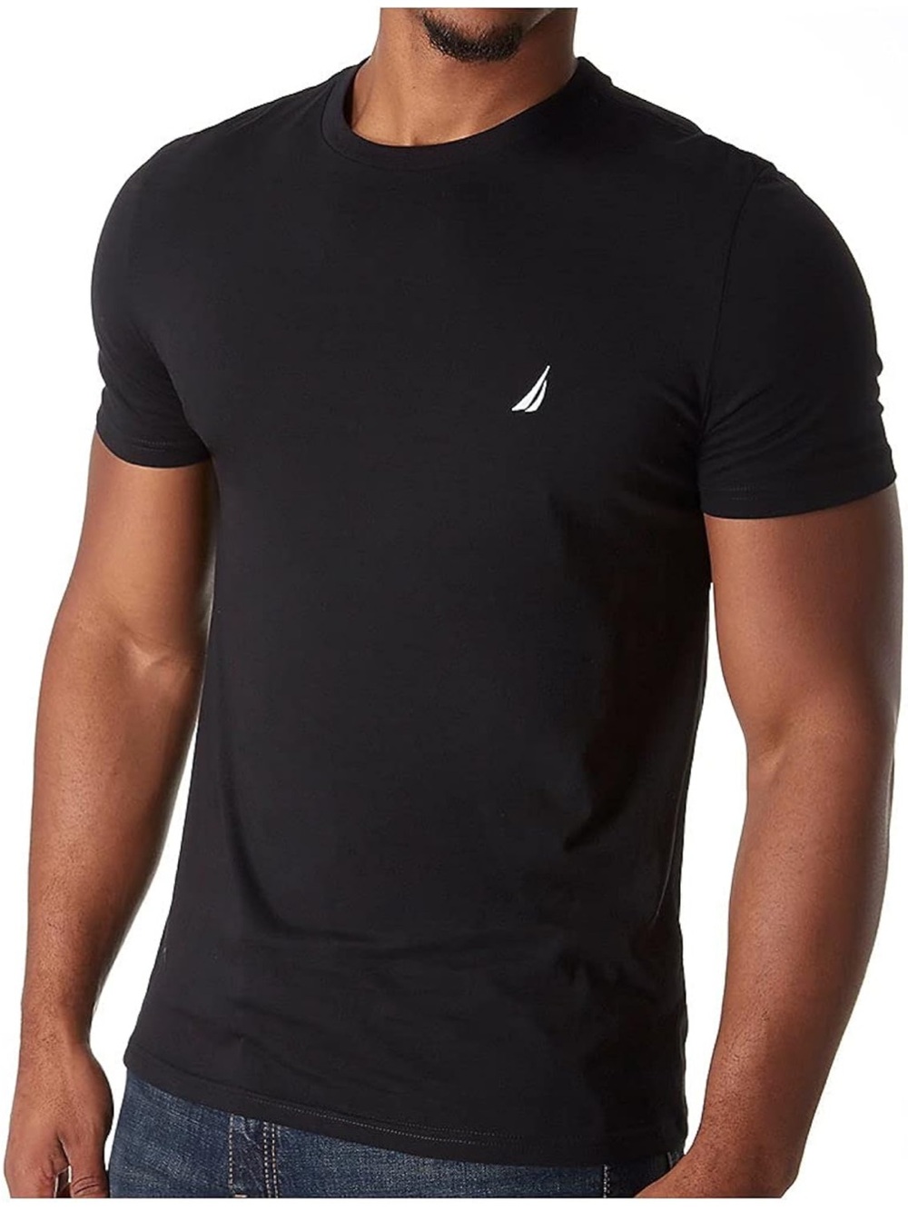 Nautica Black Short Sleeve Crewneck Tee with White Logo